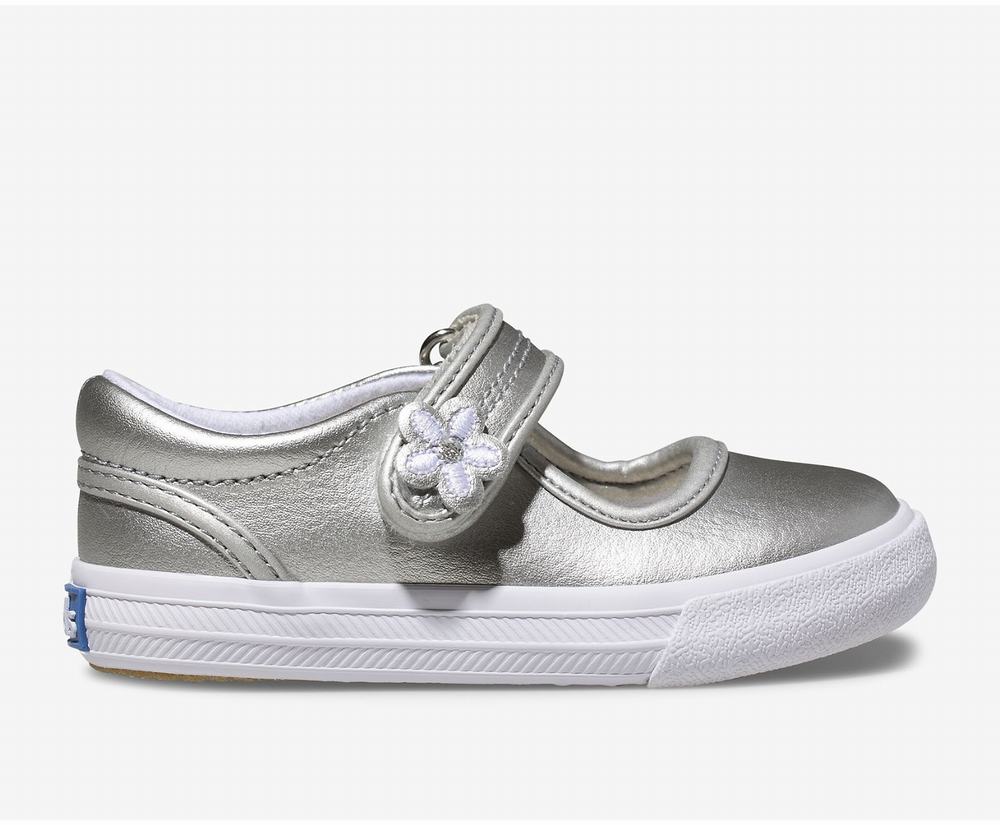 Girl Keds Ella Mary Jane Mary Jane Shoes Silver Metal 8697132NF - South Africa